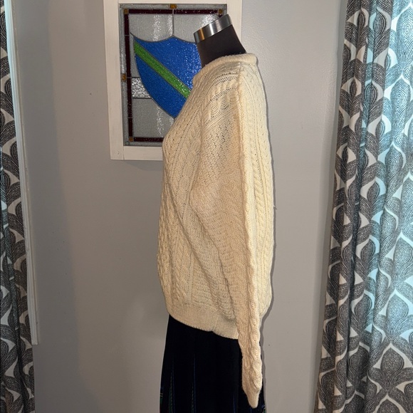 Blarney Woolen Mills 100% Merino Wool Fisherman’s Cable Knit Sweater SZ Large - Picture 3 of 7